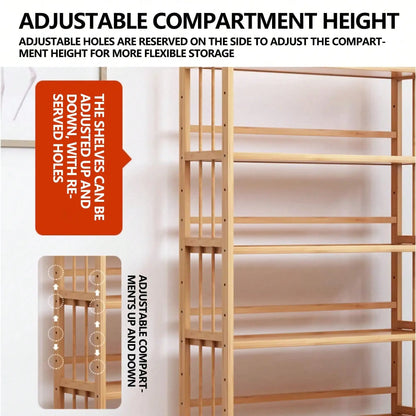 Narrow 4 Or 5 Tier Wooden Bookcase, Senmeo Bamboo Bookshelf With Adjustable Shelves,