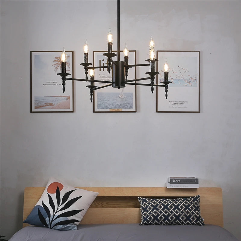 Modern Candle Chandelier Pendant Lamp LED Iron Art Lighting Fixtures