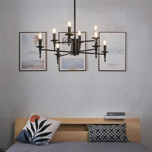 Modern Candle Chandelier Pendant Lamp LED Iron Art Lighting Fixtures
