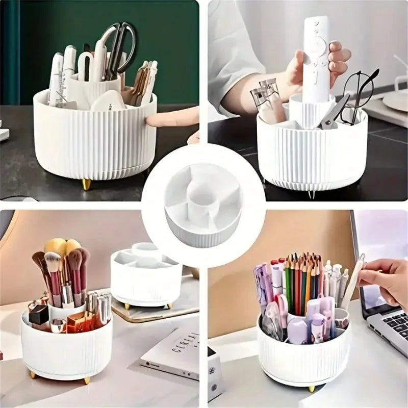 360° Rotating Makeup Brush Organizer