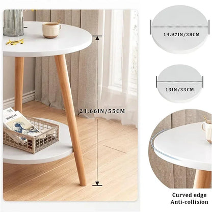 Double Layered Circular Dining Table, Small Side Table Round Wood Table,
