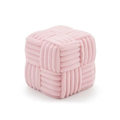 Pink Corduroy Square Ottoman