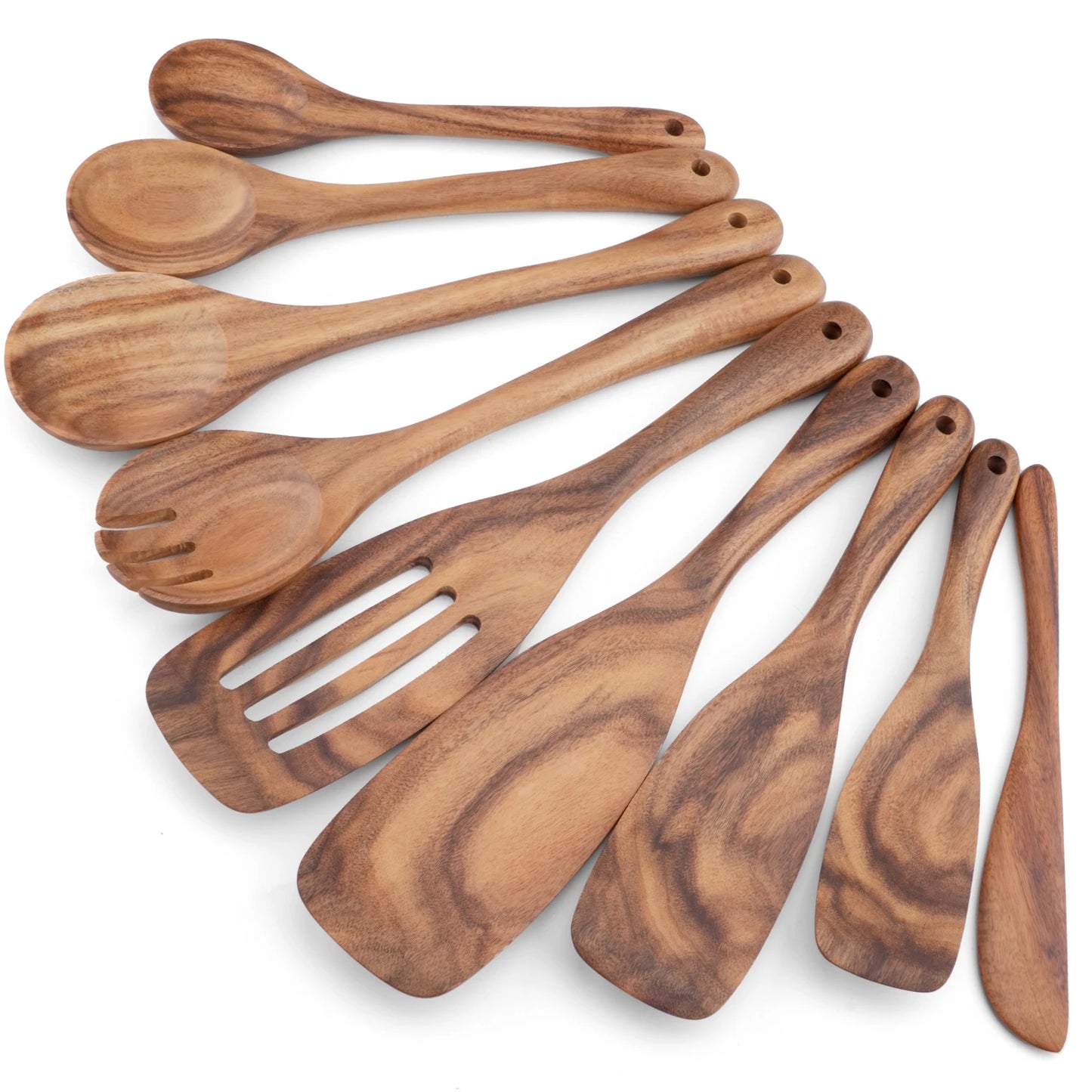 9 PCS Wooden Kitchen Utensils Set