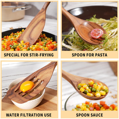 9 PCS Wooden Kitchen Utensils Set