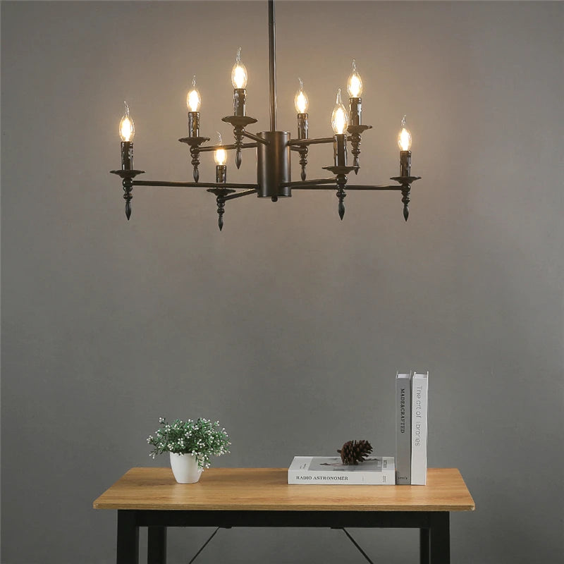 Modern Candle Chandelier Pendant Lamp LED Iron Art Lighting Fixtures