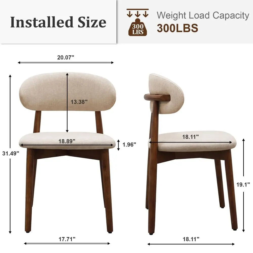 Dining Chairs Set of 4, Mid Century Modern Fabric Upholstered Kitchen Chairs