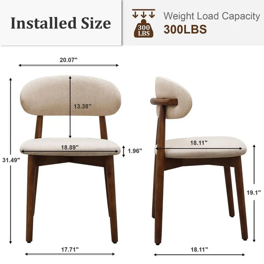 Dining Chairs Set of 4, Mid Century Modern Fabric Upholstered Kitchen Chairs
