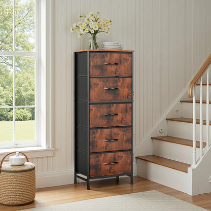 48IN Dresser For Bedroom With 5 Fabric Drawers Ne Steel Frame