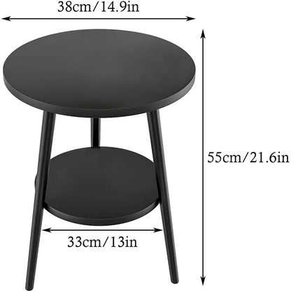 Double Layered Circular Dining Table, Small Side Table Round Wood Table,