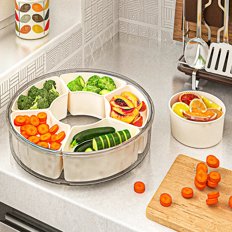 Multi Compartment Clear Divided Rotating Serving Tray