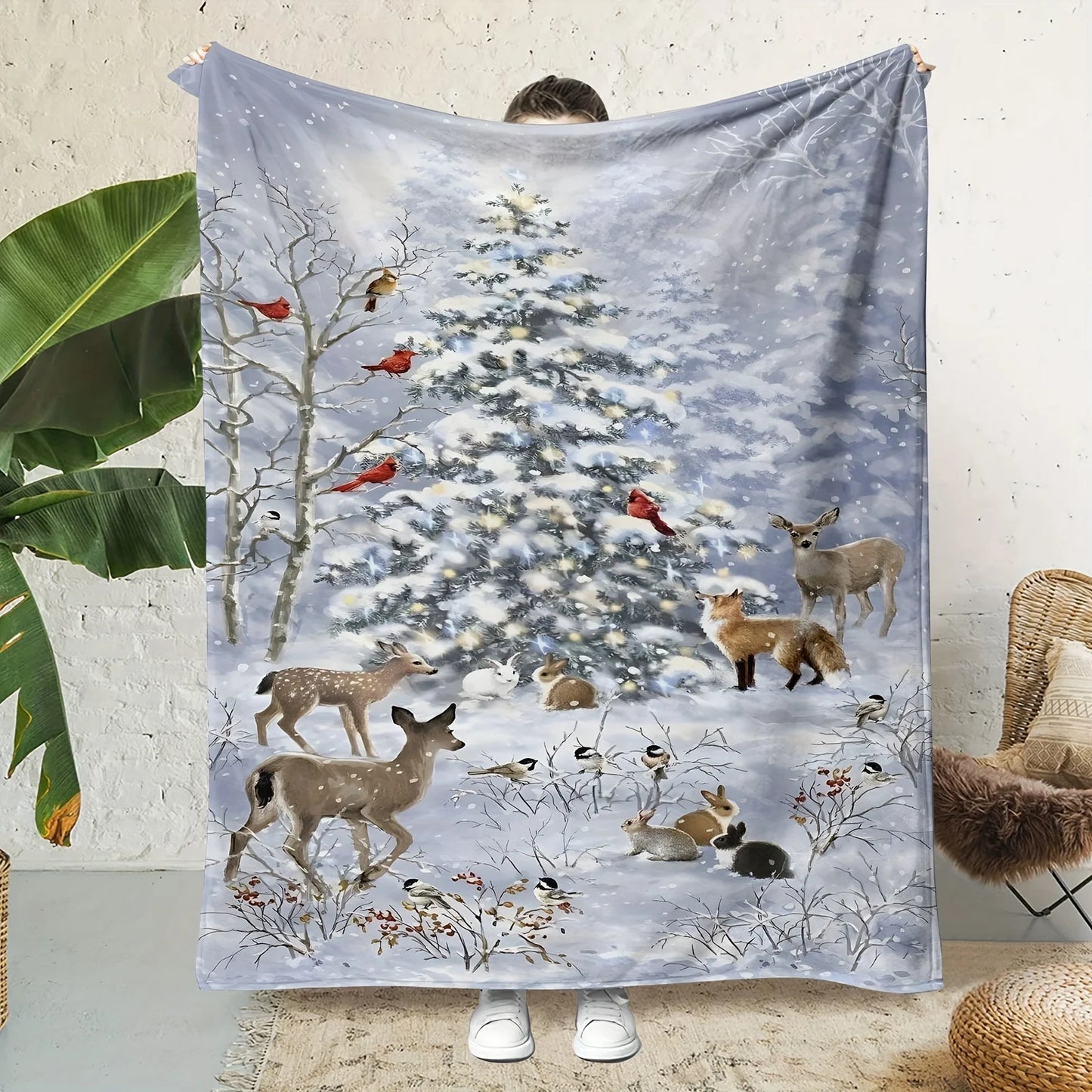 Ultra-Soft Throw Blanket with Christmas Design