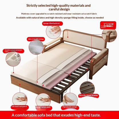 Light Luxury Foldable Sofa Bed ,Single Double Retractable Pull Out Multifunctional