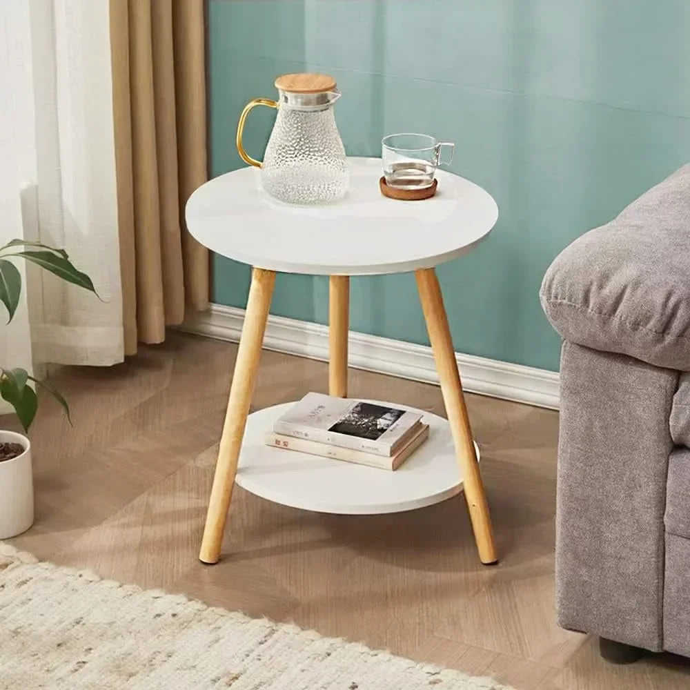 Double Layered Circular Dining Table, Small Side Table Round Wood Table,