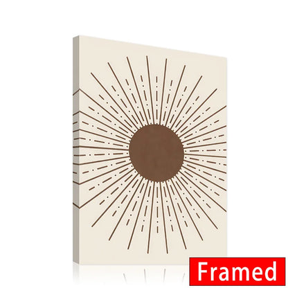 Framed Abstract Beige Bohemian Canvas Painting