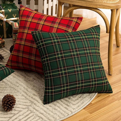 2pcs  Christmas Plaid Cushion Covers
