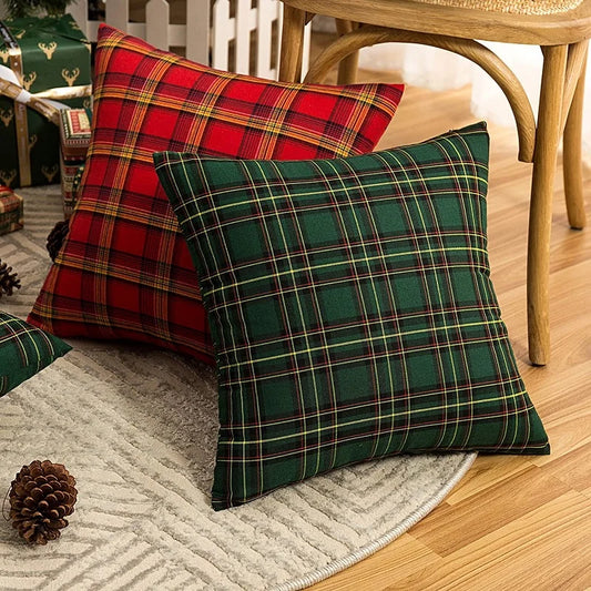 2pcs  Christmas Plaid Cushion Covers