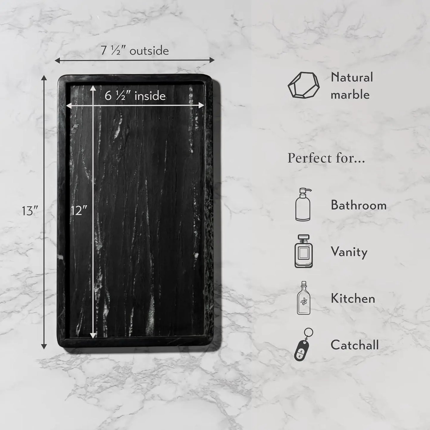 Black Marble Vanity Organizer