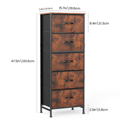 48IN Dresser For Bedroom With 5 Fabric Drawers Ne Steel Frame