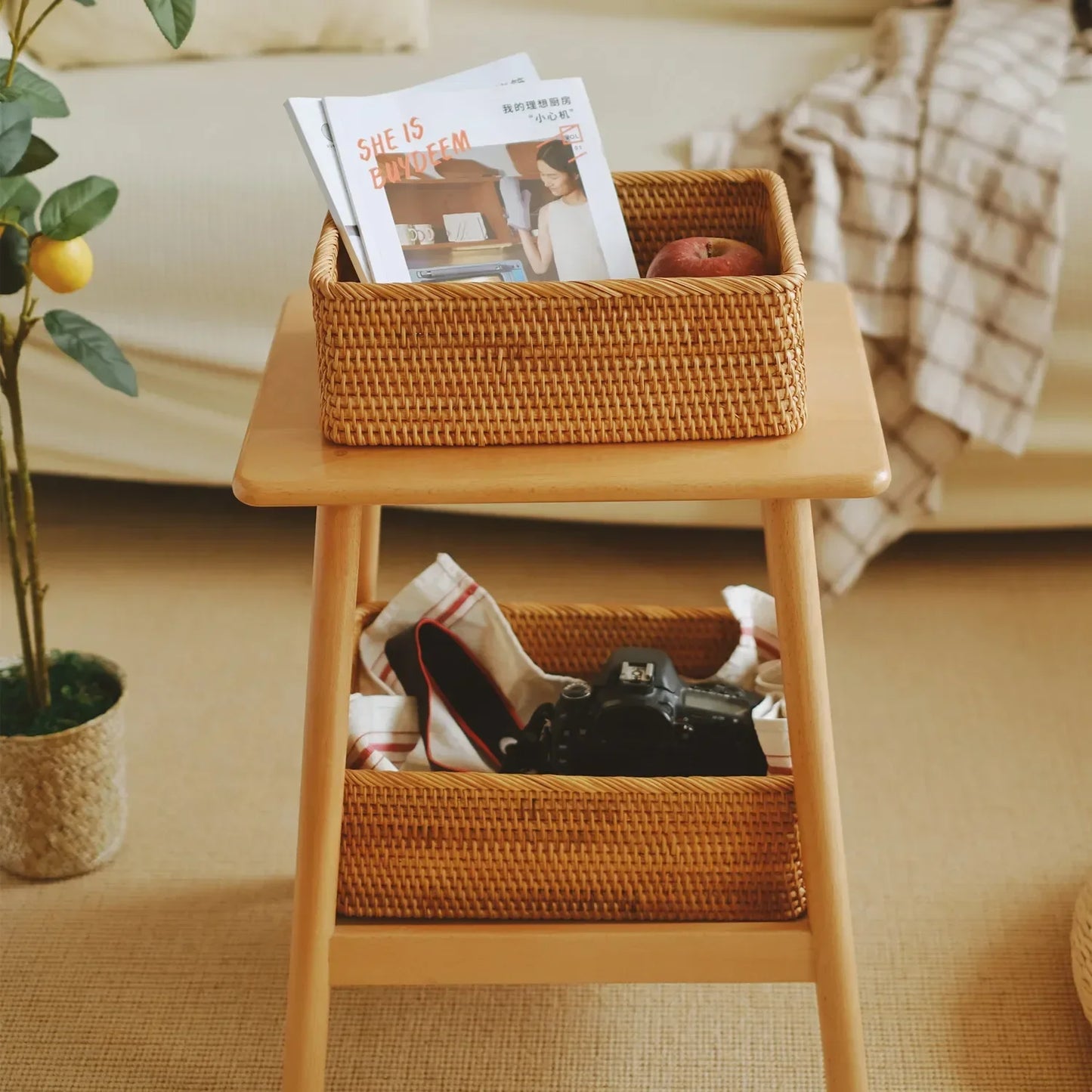 Rectangular Rattan Storage Baskets