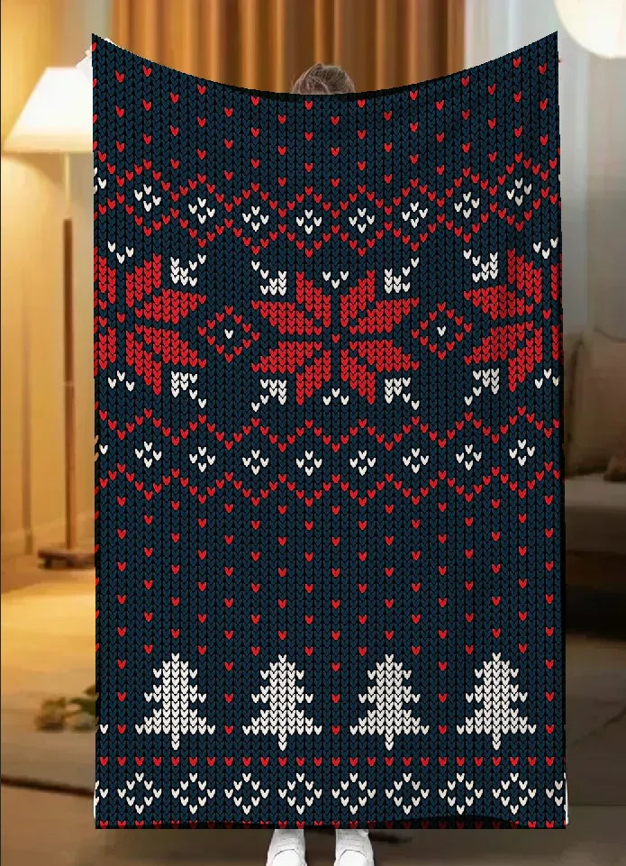 Touchat Red Sherpa Christmas Throw Blanket Fuzzy Fluffy Soft Cozy Flannel Blanket for Couch Bed Sofa Office Decoration New Year