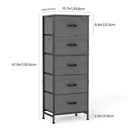 48IN Dresser For Bedroom With 5 Fabric Drawers Ne Steel Frame