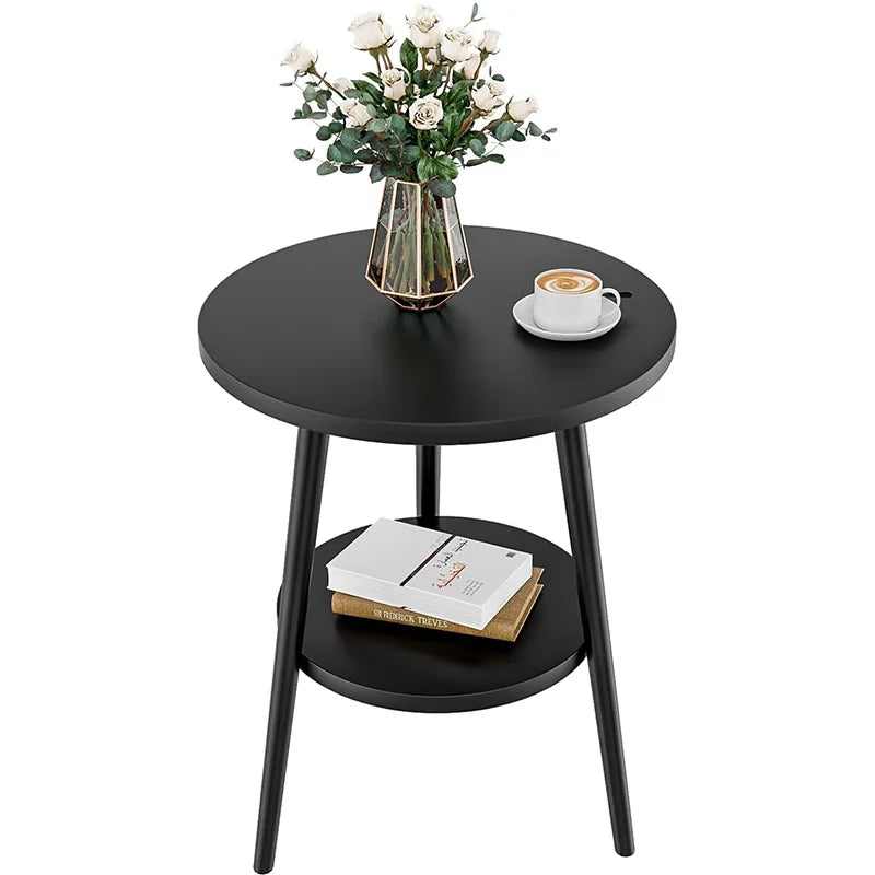 Double Layered Circular Dining Table, Small Side Table Round Wood Table,