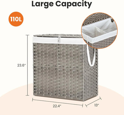 Woven Rattan Laundry Hamper with Lid