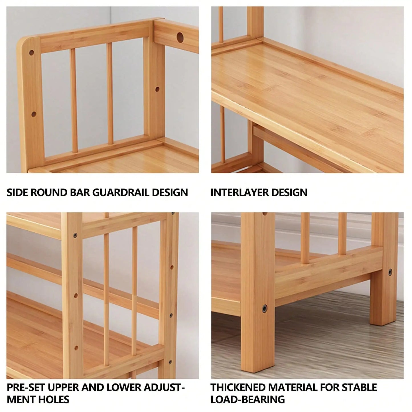 Narrow 4 Or 5 Tier Wooden Bookcase, Senmeo Bamboo Bookshelf With Adjustable Shelves,