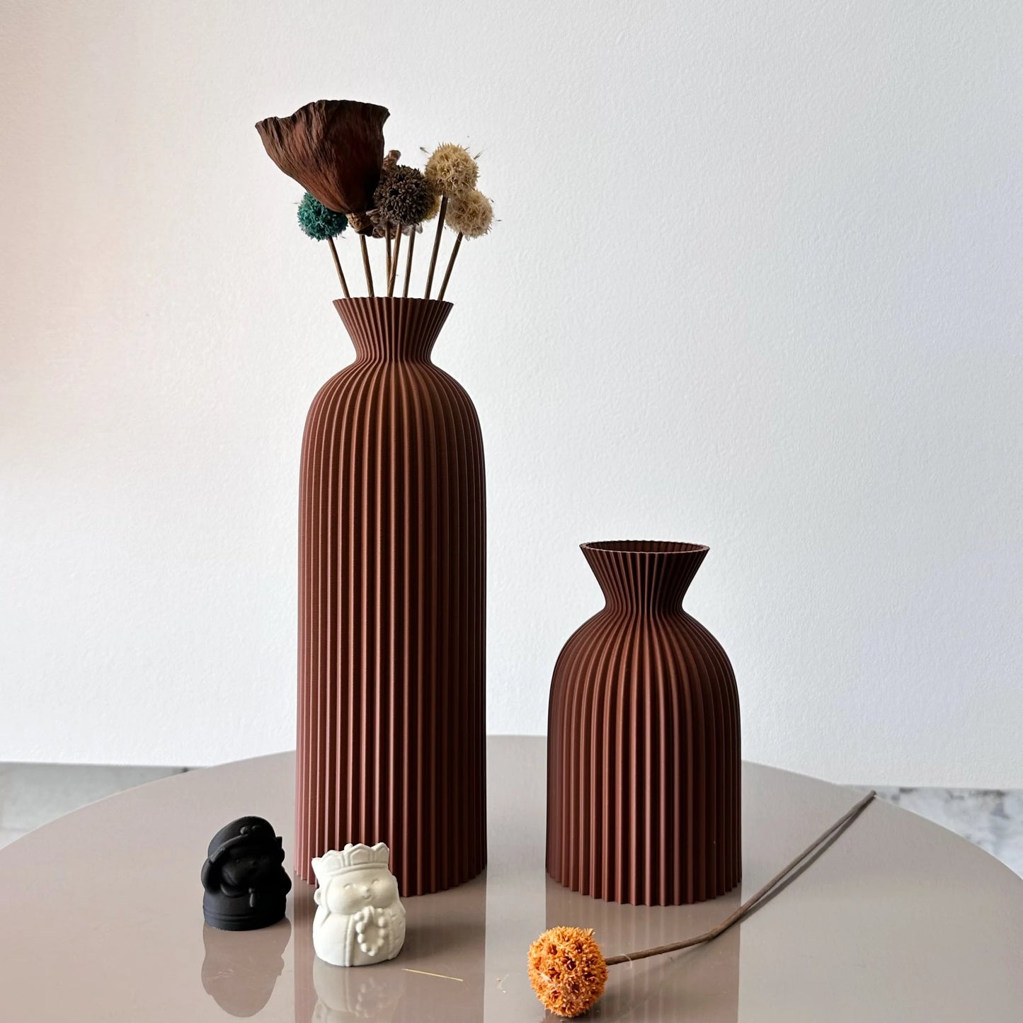 2-Piece Set of Wavy Pattern Art Dry Vase, Dried Flower Vase