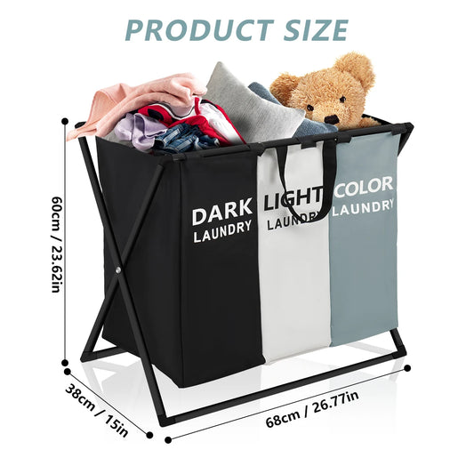 3 Section Divided Laundry Basket