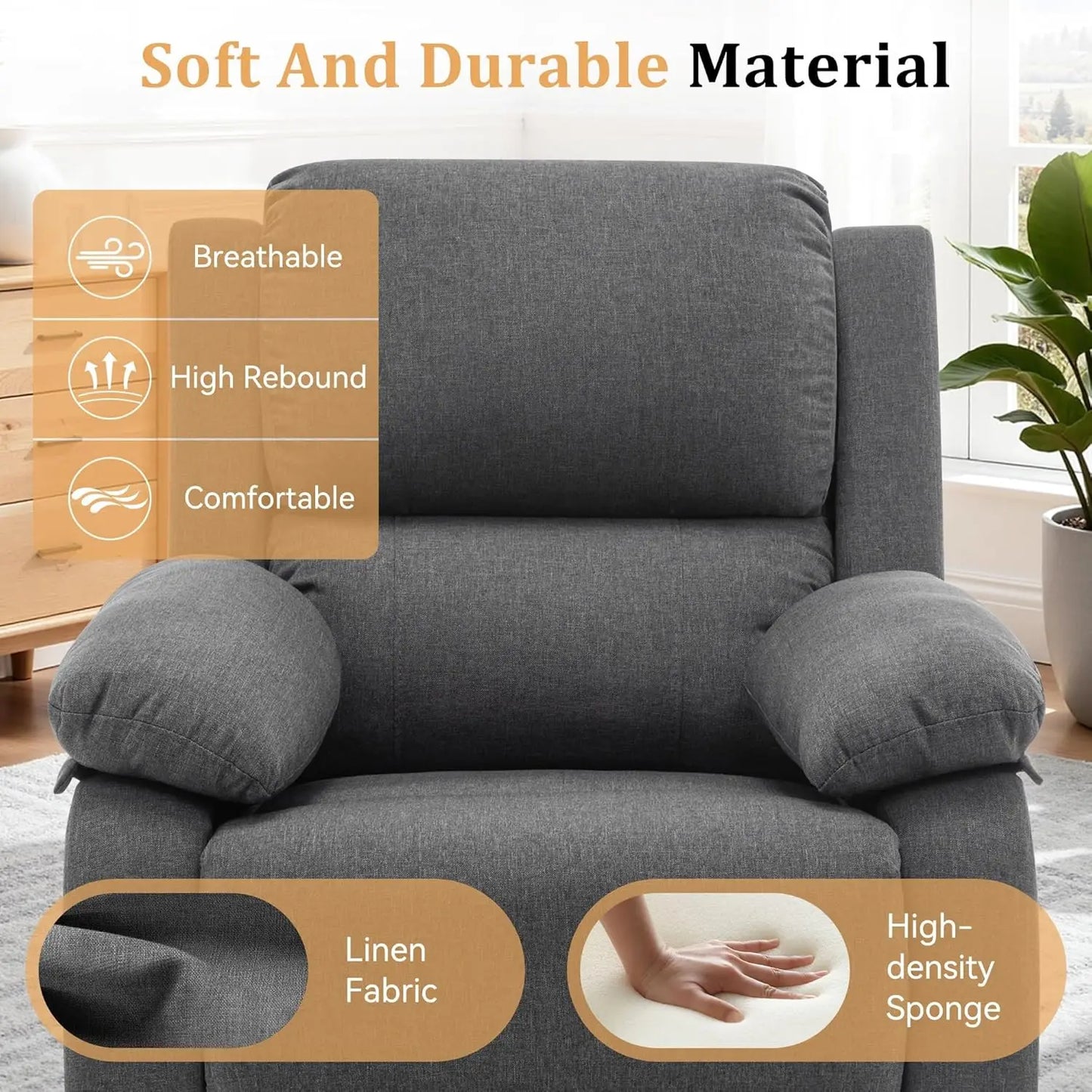 Small Rocking Recliner Chair for Small Spaces, Upholstered, Customized
