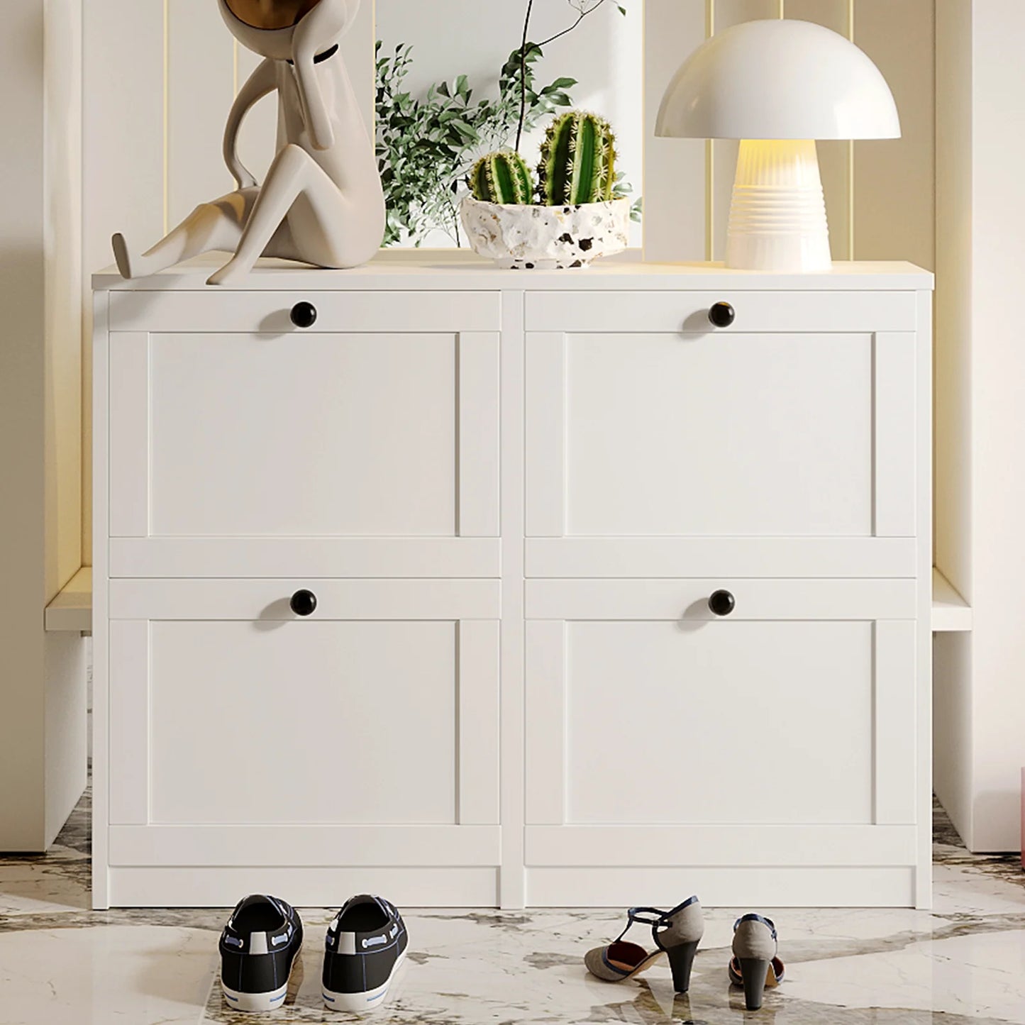 Freestanding Shoe Storage Cabinet with Adjustable Shelf & Anti-Tipping Device