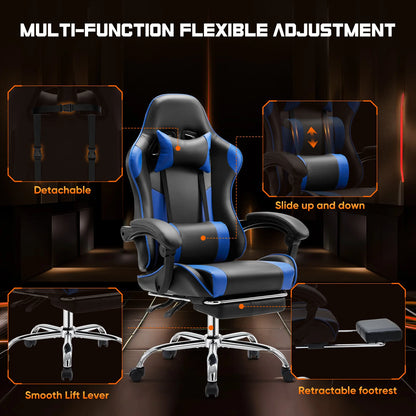 Ergonomic Office and Gaming Chair Adjustable Swivel PU Leather with Headrest and Lumbar Support