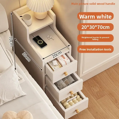 Bedside table extremely narrow, crevice shelf , low cabinet