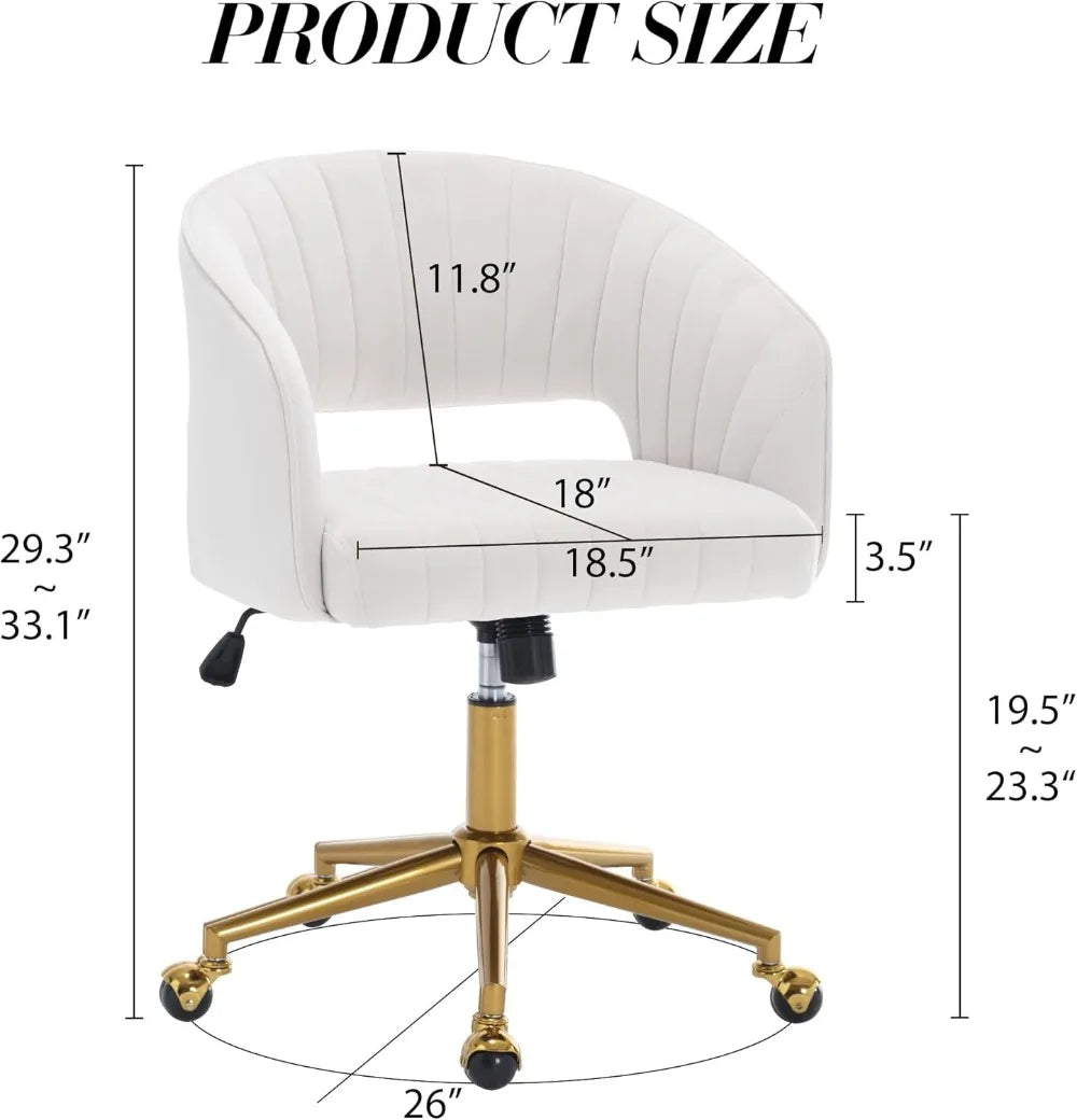 Velvet Swivel Office Chair with Gold Base