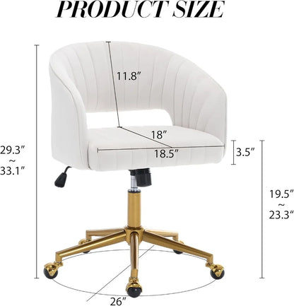 Velvet Swivel Office Chair with Gold Base