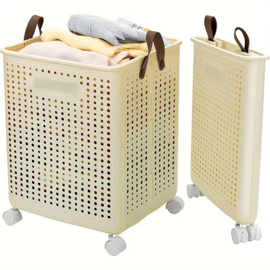Foldable Laundry Basket with Wheels