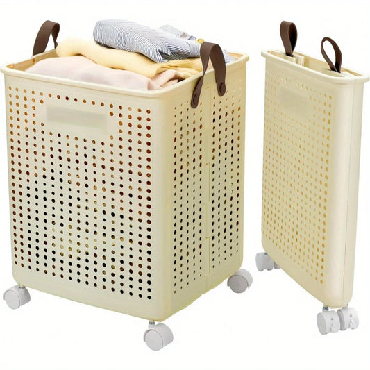 Foldable Laundry Basket with Wheels